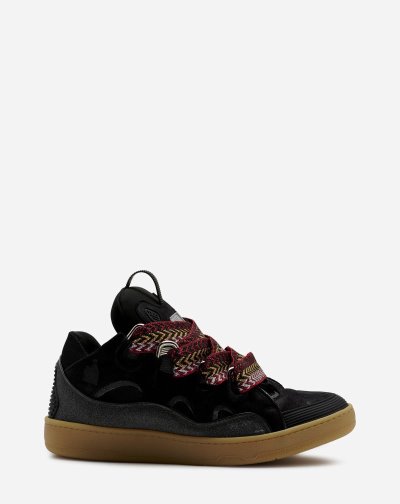 Lanvin Bőr And Glitter Technical Anyagok Curb Sneakers Férfi Tornacipő Fekete | HU68681