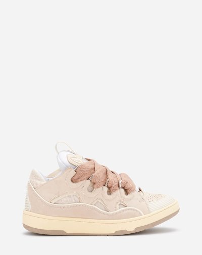 Lanvin Bőr Curb Sneakers Női Tornacipő Bézs | HU05526