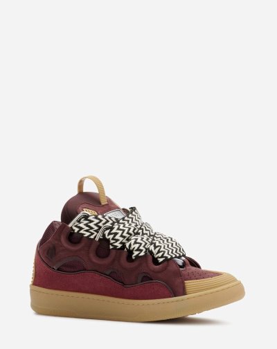 Lanvin Bőr Curb Sneakers Női Tornacipő Bordó | HU16509