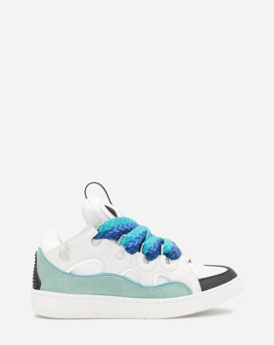 Lanvin Bőr Curb Sneakers Női Tornacipő Fehér Zöld | HU59639