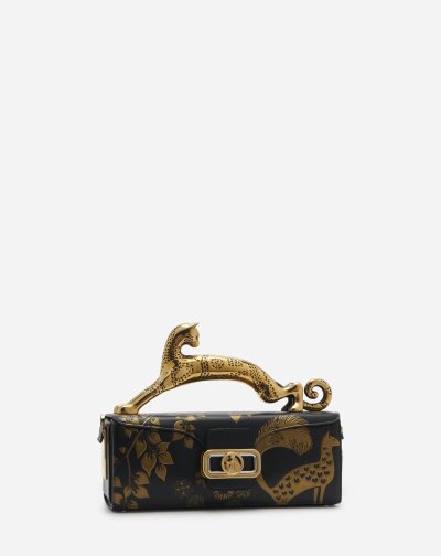 Lanvin Bőr Rateau Pencil Cat Bag Női Táska Fekete Arany | HU29419