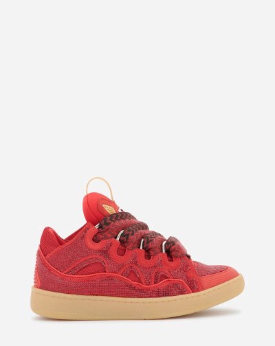 Lanvin Curb Bőr And Rhinestone Sneakers Női Tornacipő Piros | HU36688