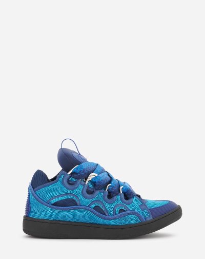 Lanvin Curb Bőr And Rhinestone Sneakers Férfi Tornacipő Kék | HU68069