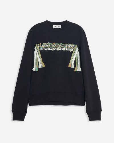 Lanvin Curb Embroidered Sweatshirt Férfi Pulóverek Fekete | HU62087