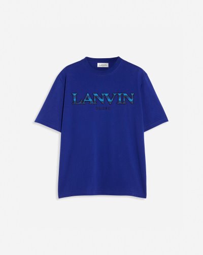 Lanvin Curb Embroidered T Shirts Férfi Póló Kék | HU23054