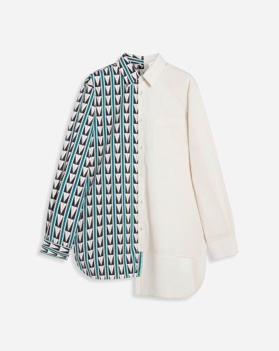 Lanvin Dual-print Shirts With Art Deco-inspired Triangles Férfi Ingek Zöld Bézs | HU85518