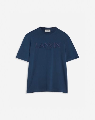 Lanvin Embroidered T Shirts Férfi Póló Sötétkék | HU04047