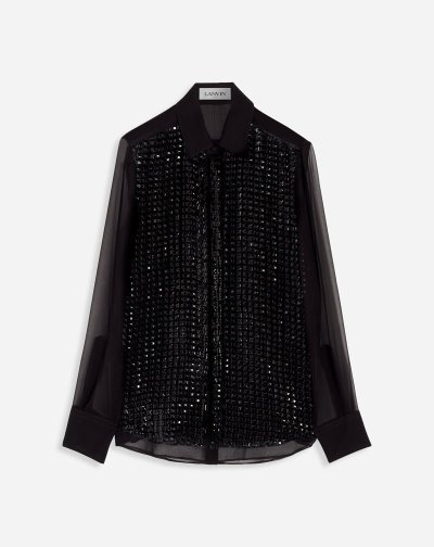 Lanvin Fitted Embroidered Shirts Női Ingek Fekete | HU51468