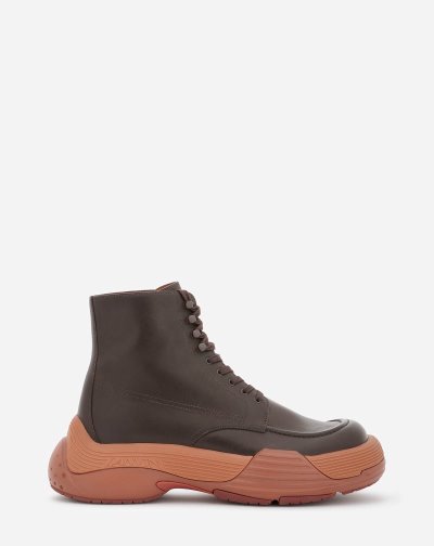 Lanvin Flash-x Bold Bőr Csipke-up Boots Férfi Csizma Barna Barna | HU00031