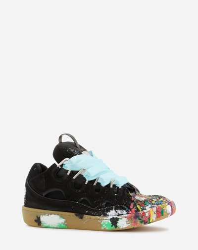 Lanvin Gallery Dept. X Lanvin Bőr Curb Sneakers Férfi Tornacipő Fekete | HU56142