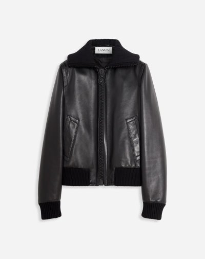 Lanvin Harrington Bőr Jacket Férfi Kabát Fekete | HU93579