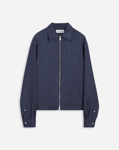 Lanvin Jl3d Jacquard Zip-up Shirts Férfi Ingek Kék | HU71186