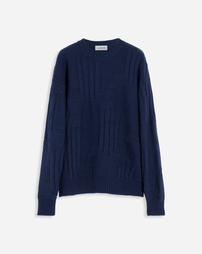 Lanvin Jl3d Thick Round Neck Pulóver Férfi Pulóverek Kék | HU70456