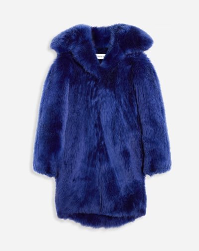 Lanvin Long Fur Coat Női Kabátok Kék | HU96142