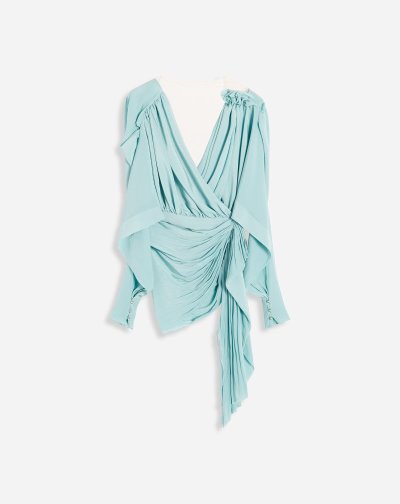 Lanvin Long-sleeve Draped Top Női Felsők Menta | HU82291