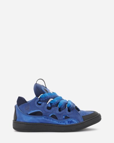 Lanvin Metallic Bőr Curb Sneakers Női Tornacipő Kék | HU07229