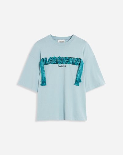 Lanvin Oversized Curb Csipke T Shirts Férfi Póló Kék Szürke | HU42163