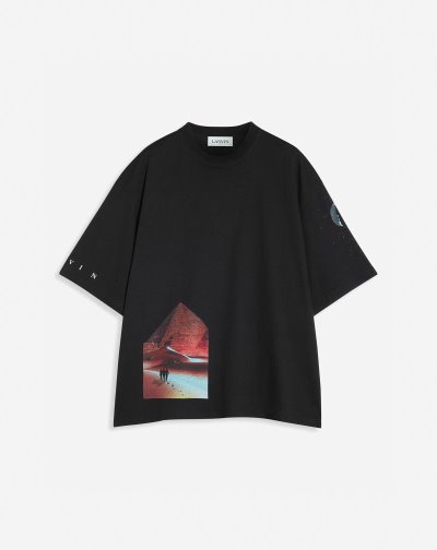 Lanvin Oversized T Shirts With Sci-fi Print Férfi Póló Fekete | HU84404