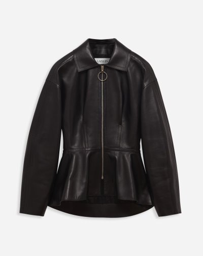 Lanvin Peplum Bőr Jacket Női Kabát Fekete | HU92770