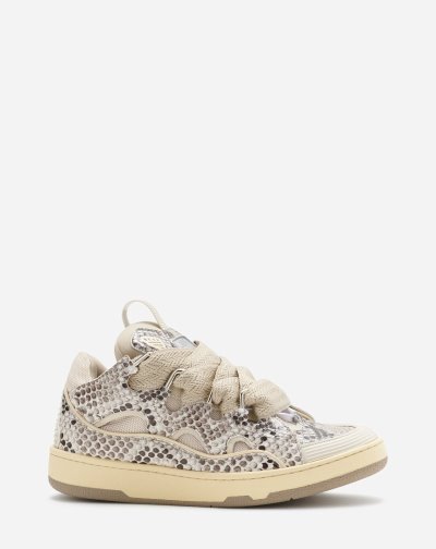 Lanvin Python Print Bőr Curb Sneakers Női Tornacipő Bézs | HU50955
