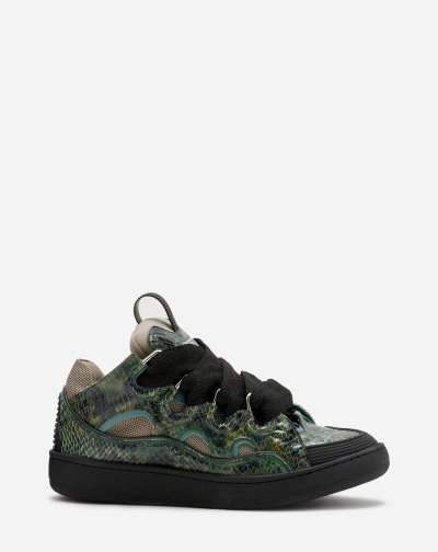 Lanvin Python Print Bőr Curb Sneakers Női Tornacipő Zöld | HU86096