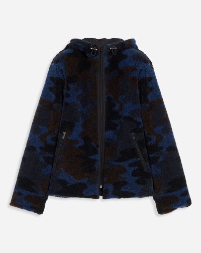 Lanvin Reversible Fleece Jacket Férfi Kabát Sötétkék Kék Barna | HU33474
