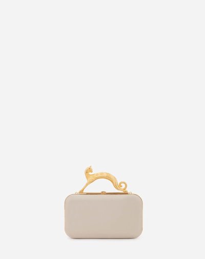 Lanvin Satin Cat Minaudiere Női Táska Fehér | HU90462