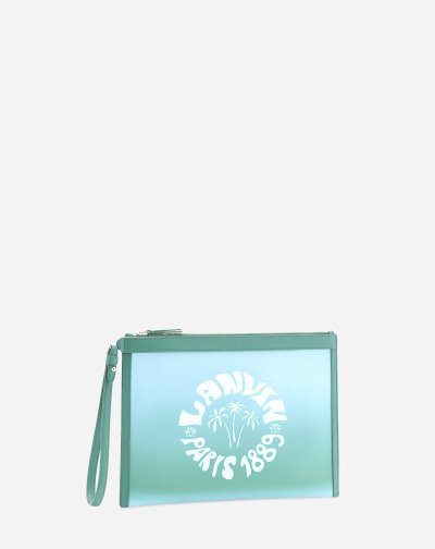 Lanvin Summer Wave Vászon Zippered Clutch Női Clutch Táska Kék Zöld | HU34040