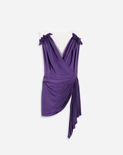 Lanvin Ujjatlan Draped Top Női Felsők Lila | HU51586