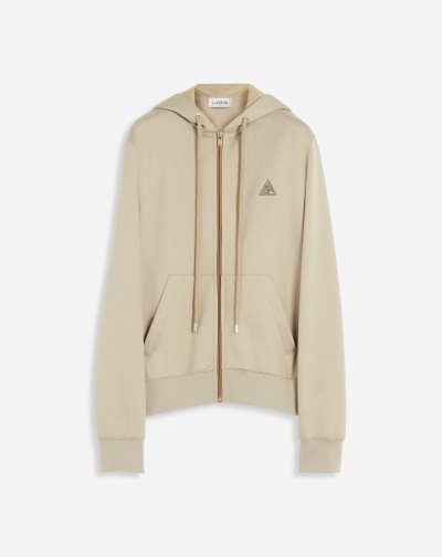 Lanvin Zip-up Curb Hoodie Férfi Kapucnis Pulóver Bézs | HU46648